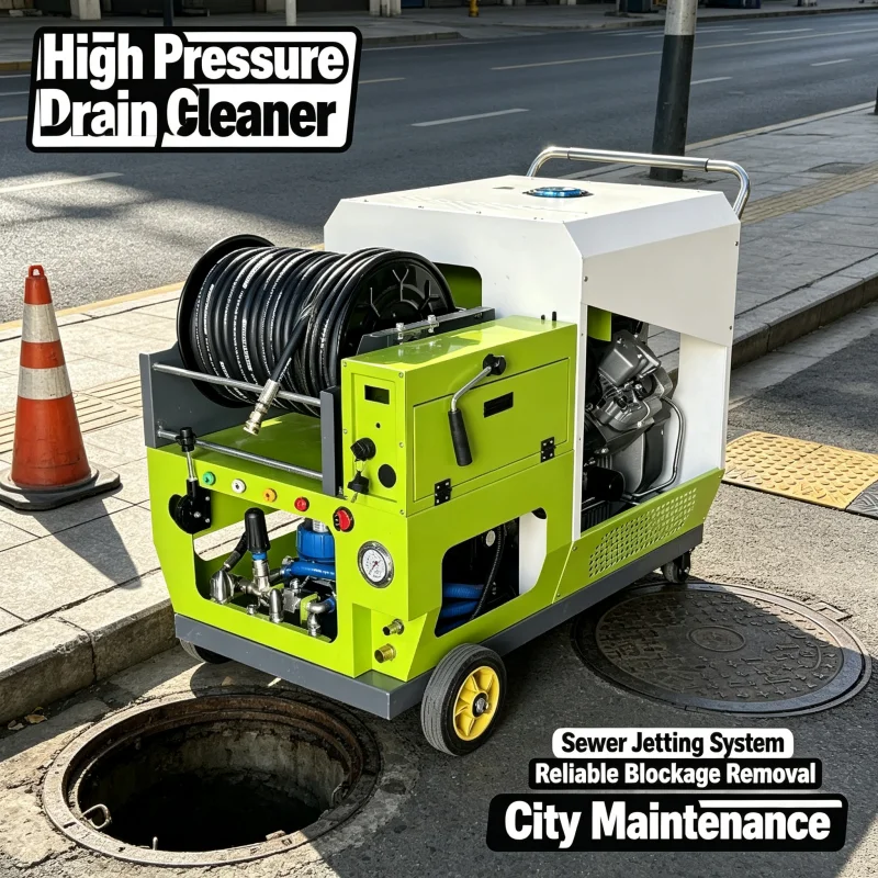 27HP Gas Sewer Jetter 200 Bar with Auto Hose Reel & Remote Start  No Electricity Needed for Outdoor Drain Cleaning