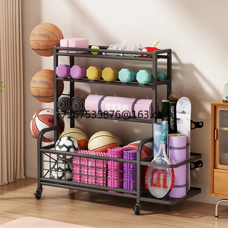 

Yoga Mat Storage Basket Wheeled Household Sporting Goods Dumbbell Foam Shaft Finishing Artifact Fitness Equipment Shelf