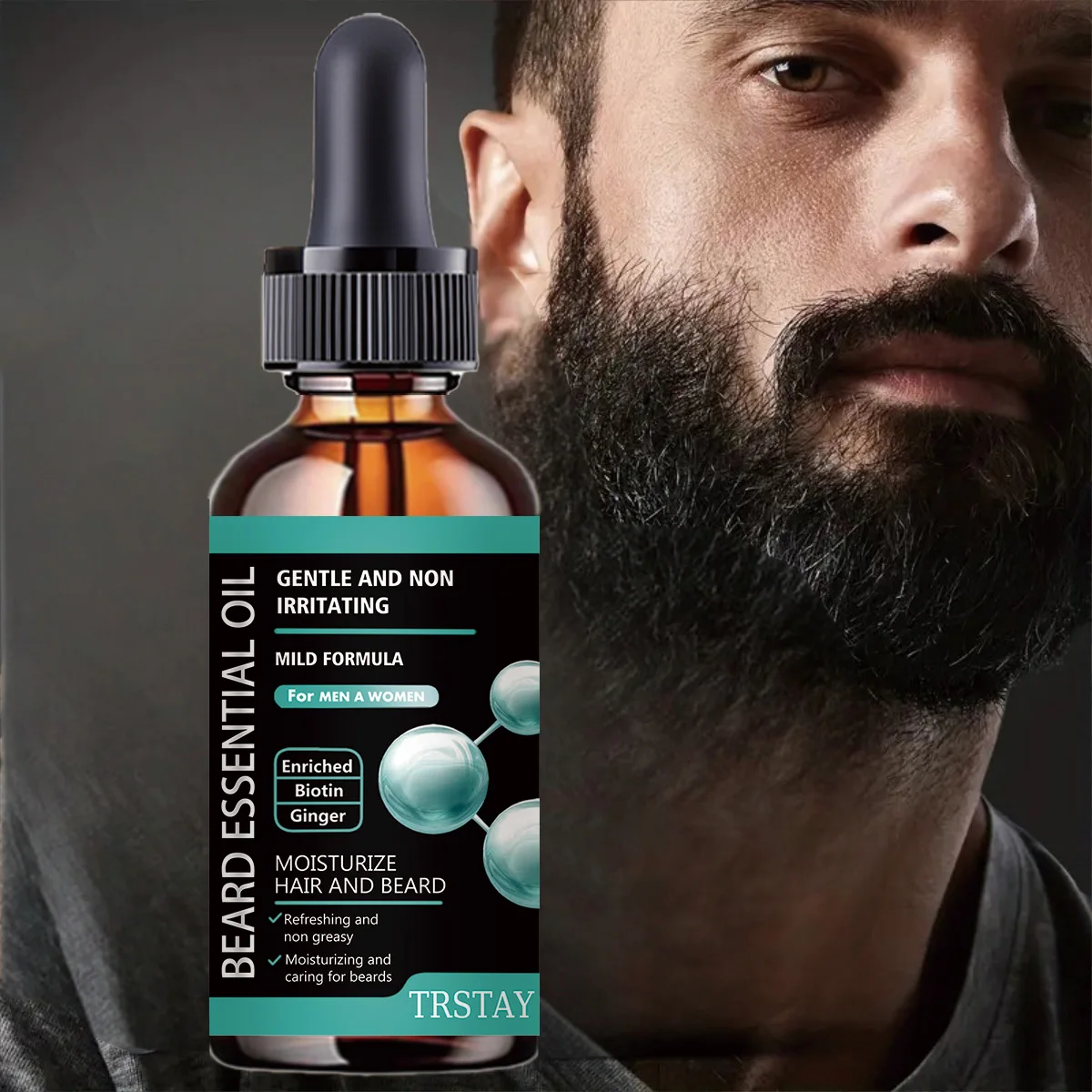 

Gentle and non irritating beard. Essential oil nourishes beard, refreshing and non greasy