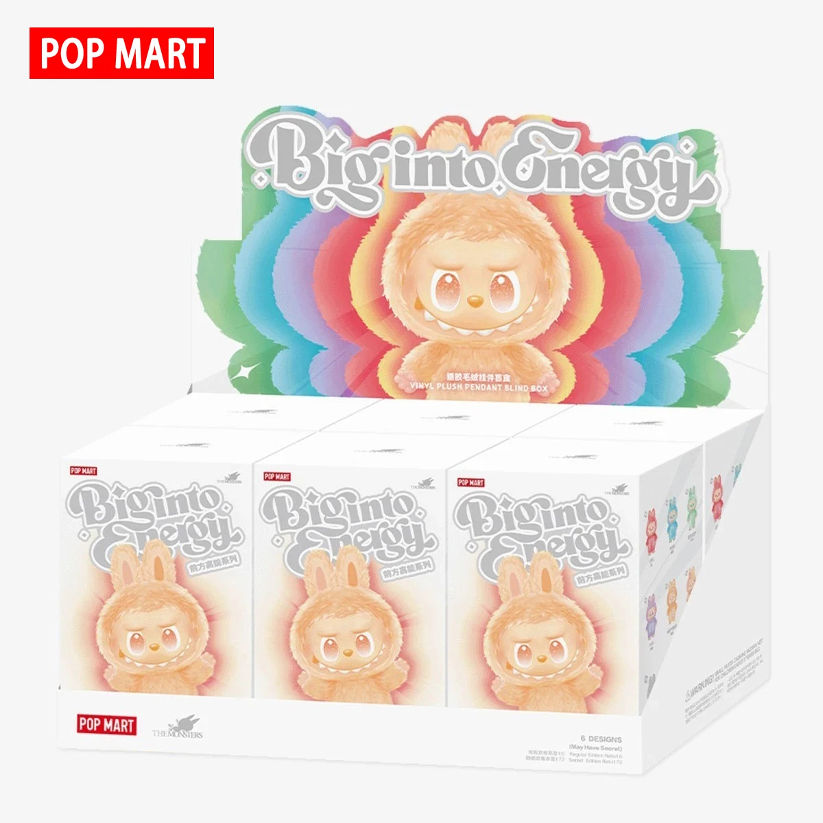 Original Labubu 3.0 Big into Energy Plüschpuppe - Pop Mart Offizielle Blindbox Weiche Sammelfiguren Wohndekoration
