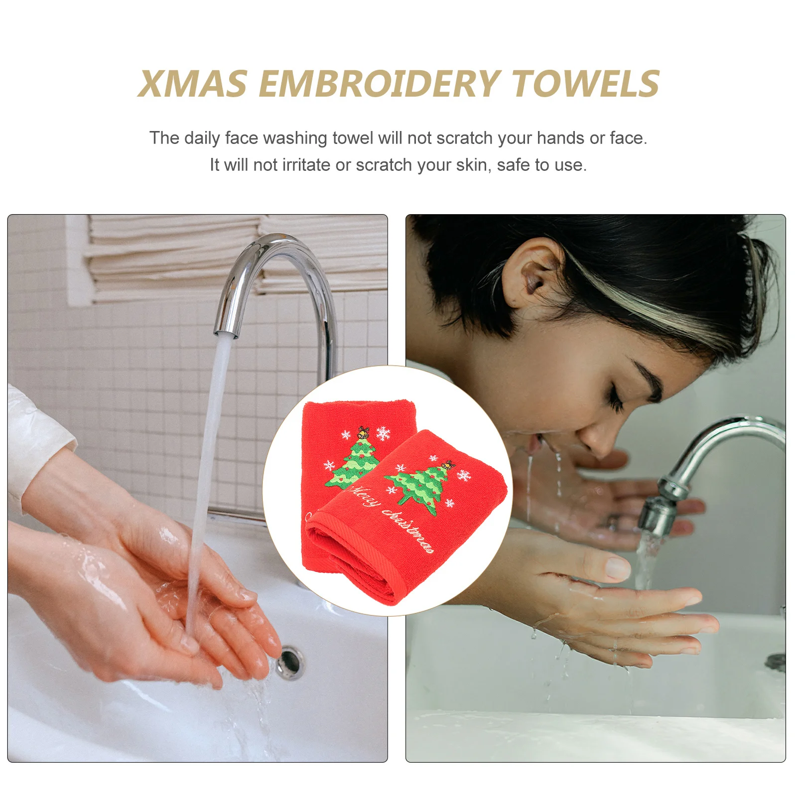 2 قطعة مناشف قطنية لعيد الميلاد، مناشف يد مطرزة، غسيل ناعمة ماصة للحمام والمطبخ، هدية العيد