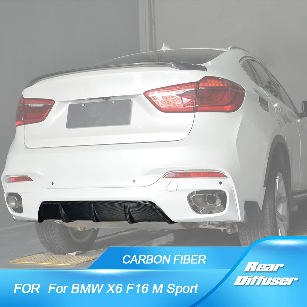 Real Carbon Fiber Rear Bumper Exhaust Diffuser Lip for BMW X6 F16 xDrive35i xDrive50i M Sport Utility 4-Door 2015 -2018