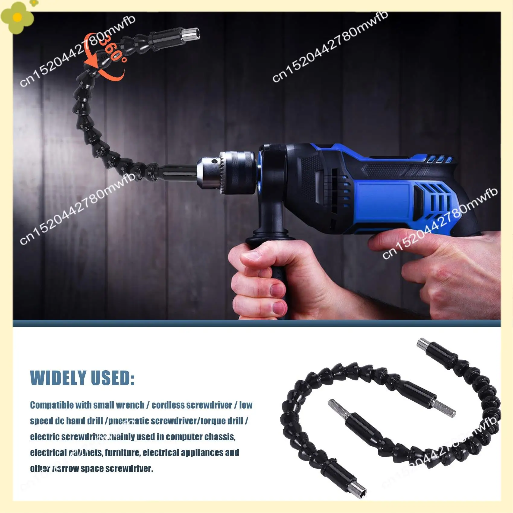 Ldhl conjunto de bits de chave de fenda de haste hexagonal de extensão de broca flexível, conjunto de adaptador de soquete universal de 3 peças, conjunto de bits de chave de fenda