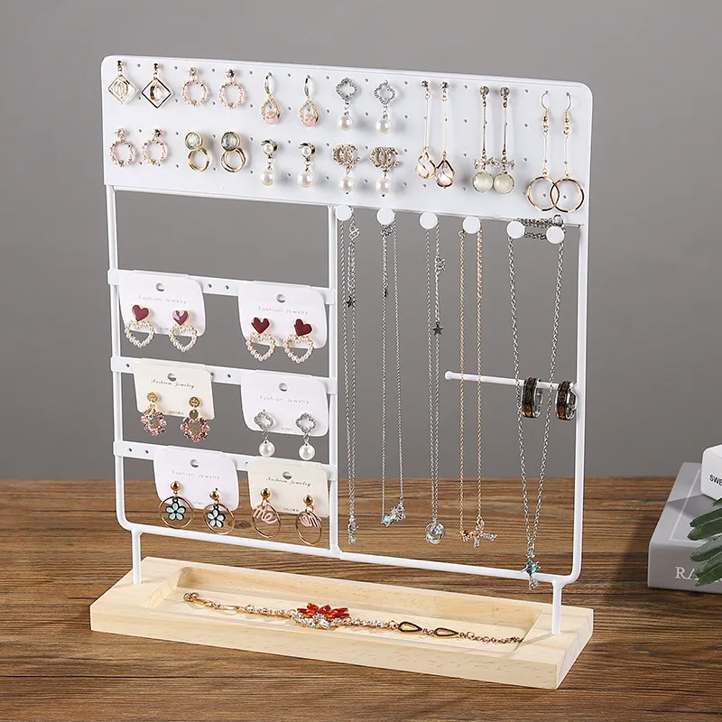 Iron Necklace Earring Organizer Rack Household Jewelry Storage Earrings Display Stand Chain Bracelet Holder