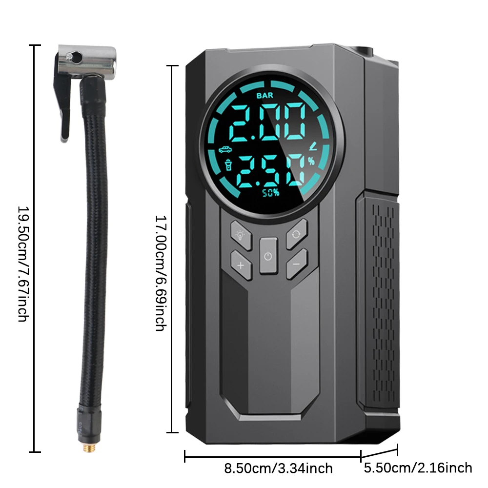 150PSI 60W Tire Air Pump With LED Light Portable Inflator Digital for Car Motorcycle Bicycle Ball LCD Display Air Compressor