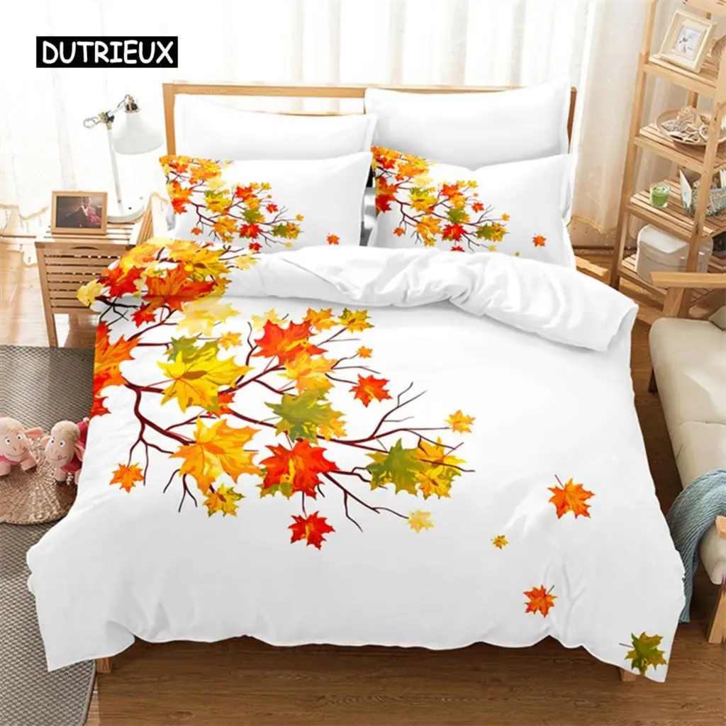 

Leaf Queen Bedding Set Maple Leaf Duvet Cover Set Bedding Digital Printing Bed Linen King Size Duvet Cover Set Bedding Set