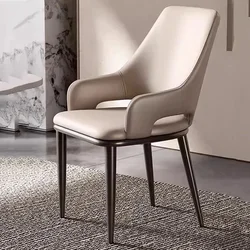 Tapicería de Metal para silla de comedor, diseño de cuero Pu, brazos de escritorio, sillas transparentes, cubierta Individual, Cadeiras impermeables, muebles de dormitorio