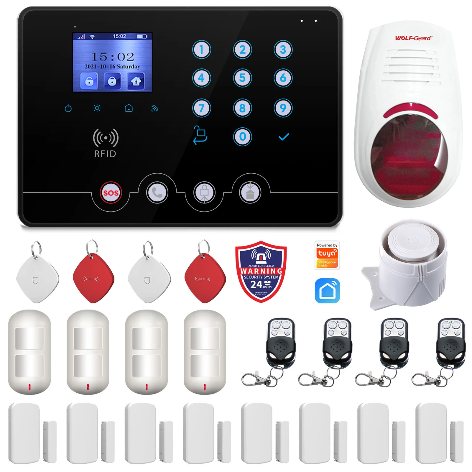 

Wolf Guard W4Q WiFi + 4G Беспроводная домашняя система охранной сигнализации. Приложение Tuya Smartlife Amazon Alexa, с датчиком двери сирены