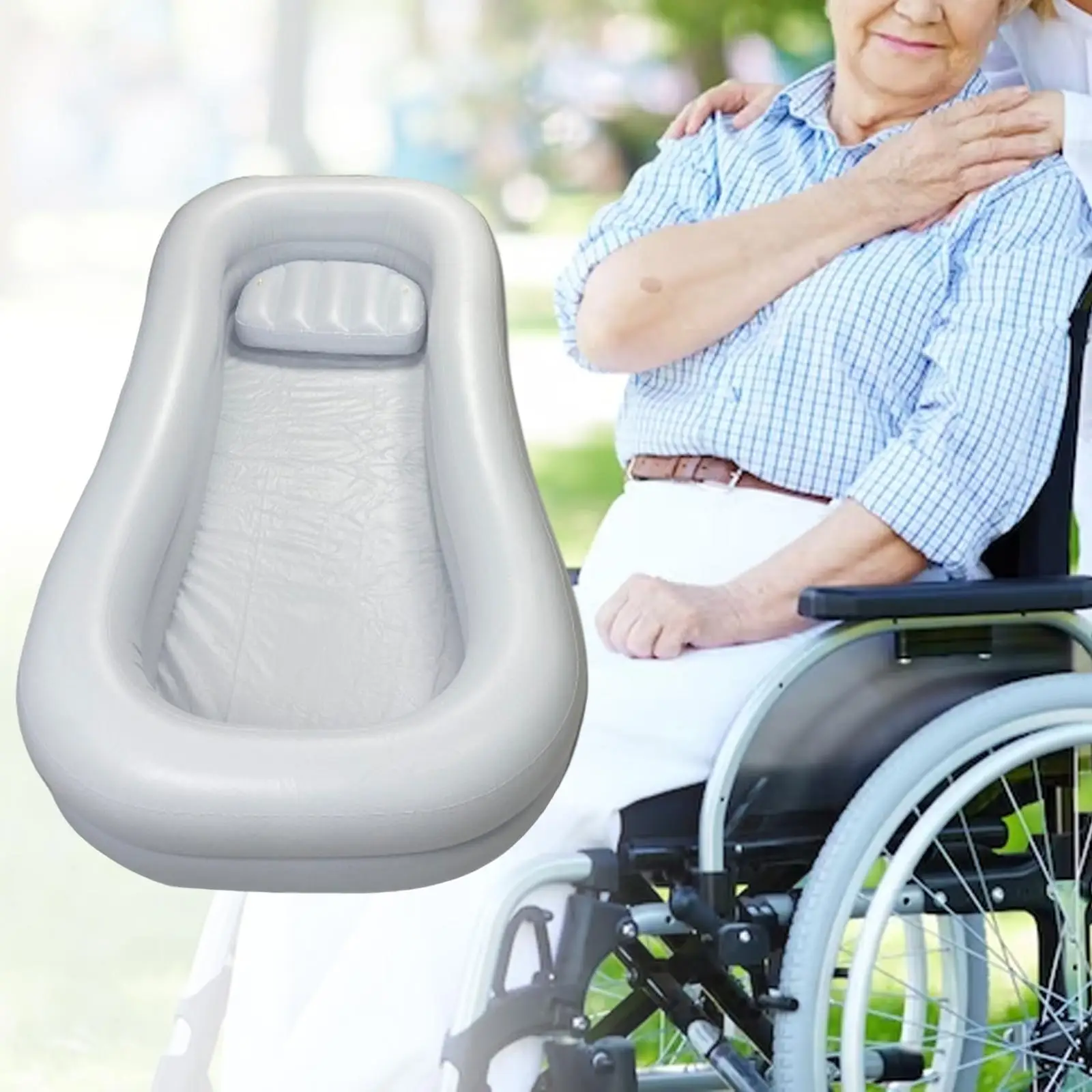 Inflatable Bathtub Adjustable Bath Basin for Handicapped Seniors Elderly