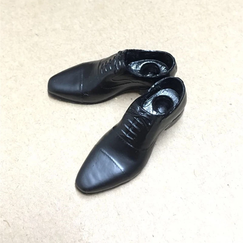 1/6 escala masculino dedo do pé redondo terno sapatos modelo soldado sapatos de couro sólido caber 12 ''pés destacáveis figura ação corpo bonecas coletar