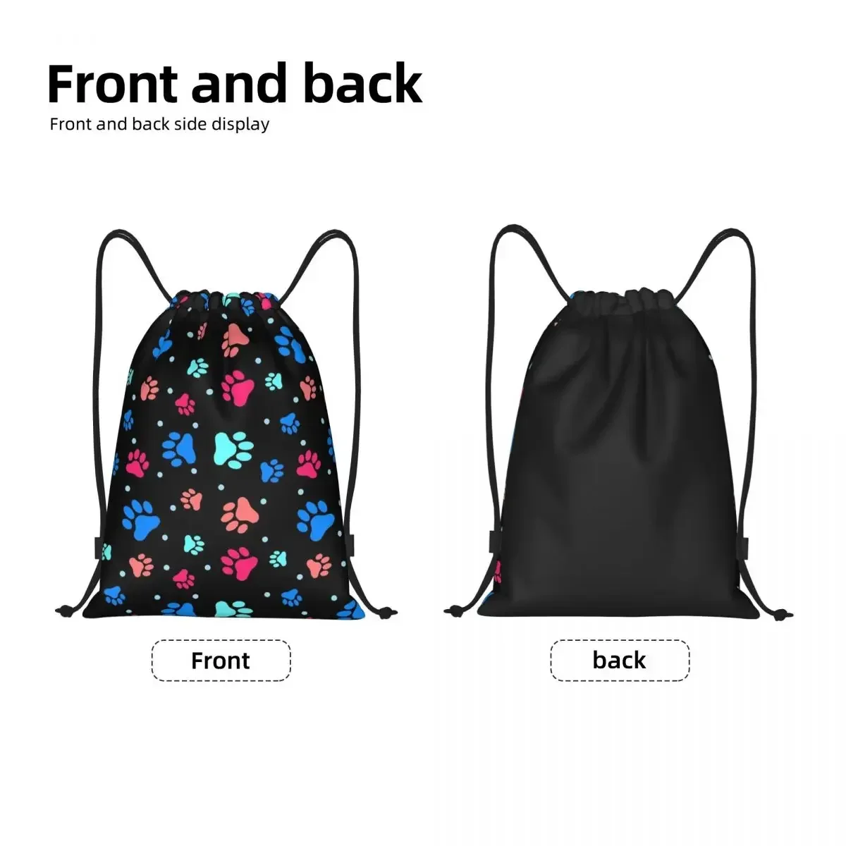 Custom Color Dog Paw Prints Drawstring Backpack Women Men Gym Sport Sackpack Portable Training Bag Sack