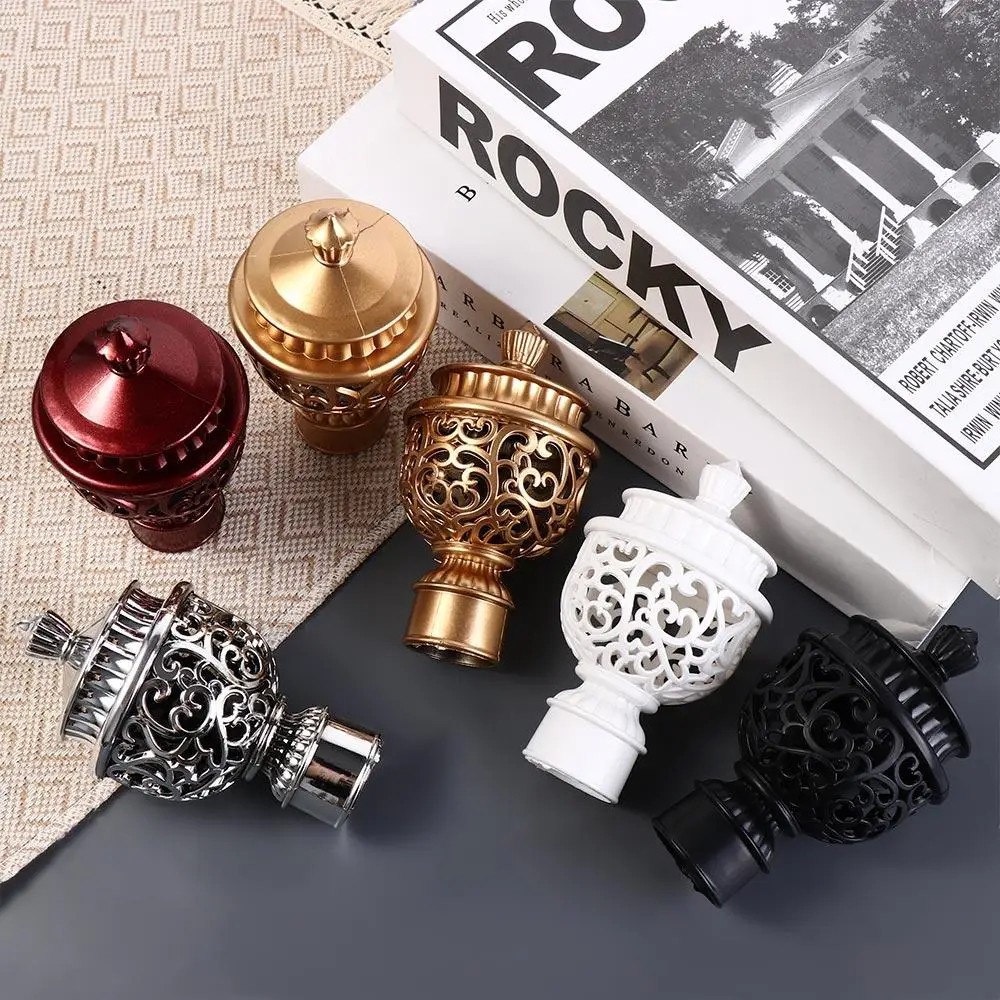 Retro Durable Decorative Plastic Curtain Rod Head Curtain Rod Cap Drapery Rail Ends Curtain Accessories