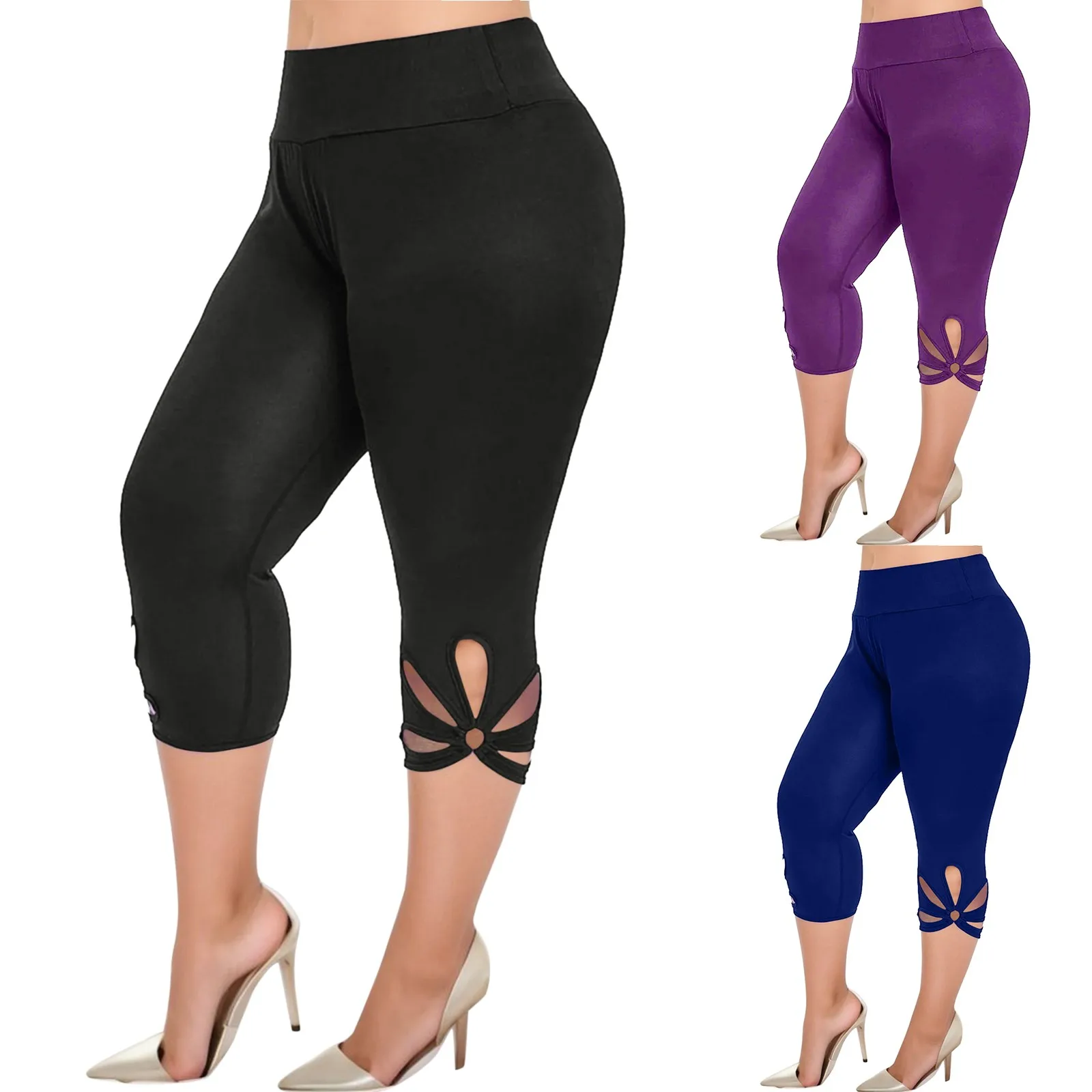 

Women's Legging Solid Plus-Size Stretch Fashion Elastic Pants Casual Yoga Sports Pants Fitness Seamless Mujer Leggings Trouser