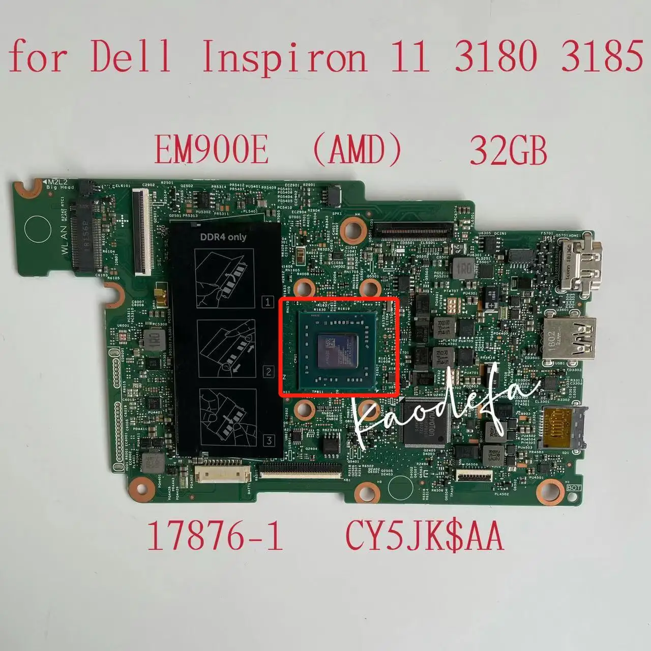 

For DELL Inspiron 11 3180 3185 Laptop Motherboard Mainboard AM900E CN-0T1RGK 17876-1 CY5JK$AA DDR4 TEST OK