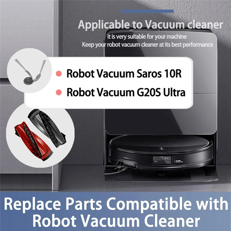

AT05-For Roborock Saros 10R / G20s Ultra Robot Vacuum Cleaner Parts Dual Main Brush Side Brush Filter Mop Cloth Dust Bag
