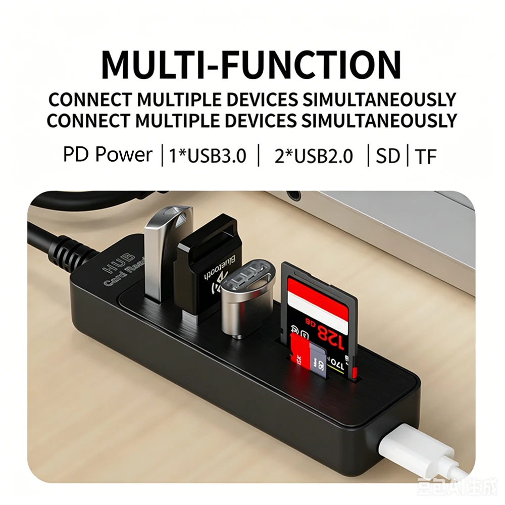 

Kebidumei USB 3.0 Multi USB Splitter Hub TF/SD Card Reader Type C HUB USB Expander High Speed Transfer For Computer Accessorie
