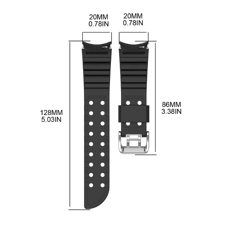 Smartwatch 실리콘 팔찌 스트랩 Sweatproof 조절 가능한 손목 밴드 시계 6/4 classic5 3 41mm 퀵 릴리스 벨트