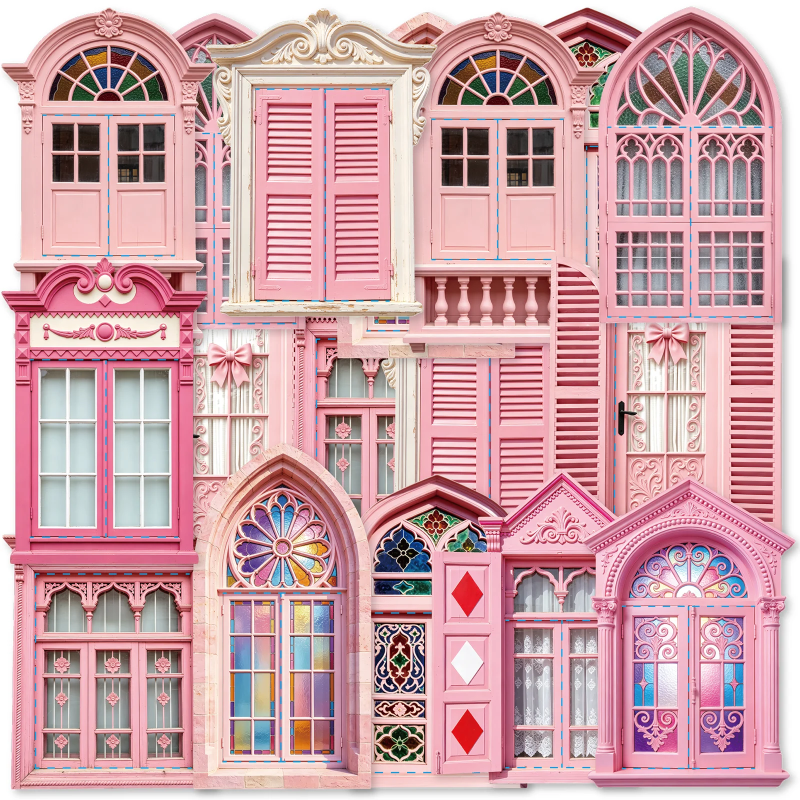 Etori Life 20Pcs Sweet Pink European-Style Window Stickers, Painted Glass Embossed Vintage Window Design DIY Album Border Decoration Suitable for Gift Paper Bags, Window Decoration, Laptop, Phone Back, Guitar, Photo Album, Helmet and Bicycle, Postcards and Envelopes, Scrapbook Supplies, Vintage Parties, Art Aesthetics, Cycling Decals, Back-To-School Season, School Supplies, Children's Toy Stickers