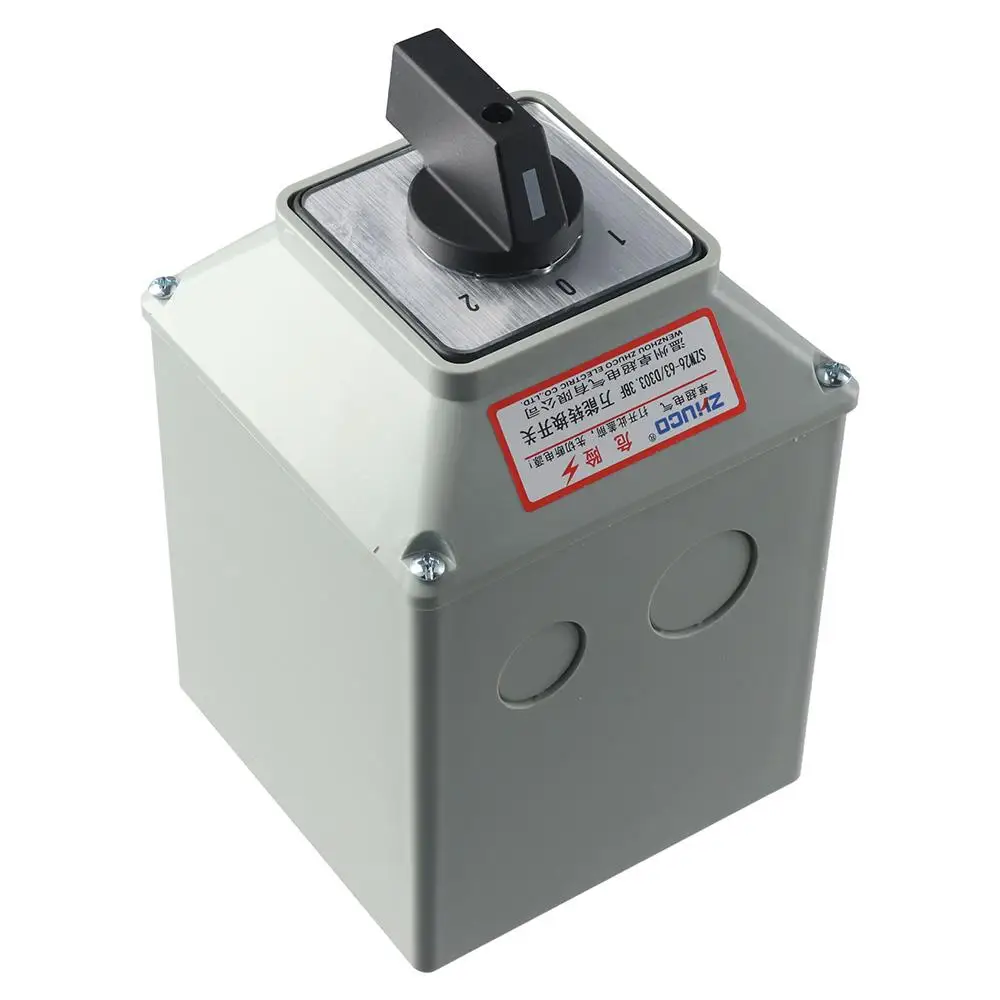 Universal Rotary Changeover Switch SZW26-63/D303.3BF with Master Switch Exterior Box 660V 40A 3 Position 12 Terminals 3 Phase