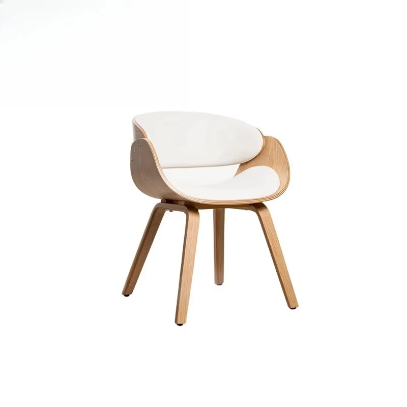 Modern Denmark Dining Room Dining Chair Nordic Hotel  Armchair Curved Wooden Frame Upholstered Restaurant Banquet Coffee Chair