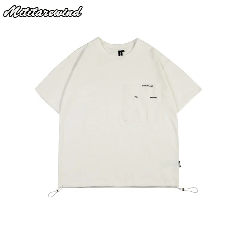 

Men's Sumeer T-shirts Patchwork Design Solid Casual Tees Vintage Solid Loose O-Neck Retro High Street Tops Hip Hop Streetwear