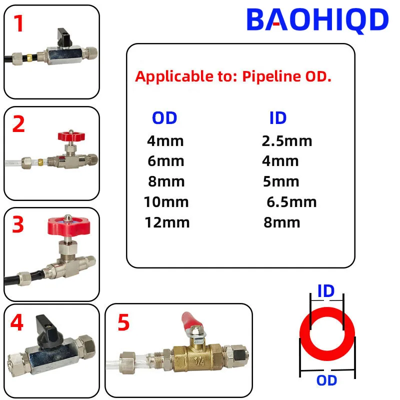 Pneumatic Ball Valve Quick Fitting 4 6mm 8mm 10mm 12mm Compressor Air Hose Water Tube Needle Adjust Flow Control Crane Coupling