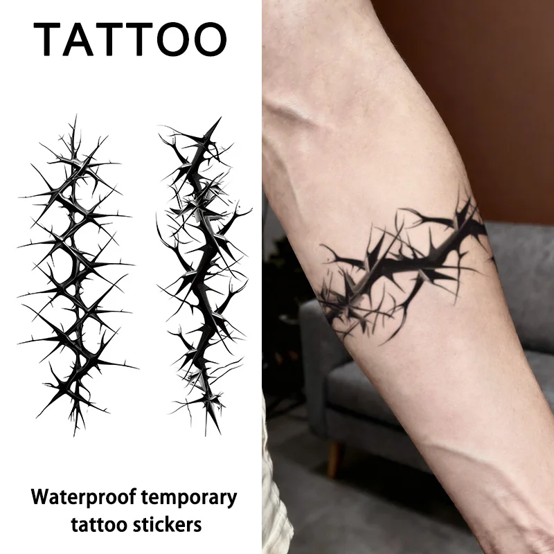 

Thorn ArmBand Temporary Tattoo Sticker, Long-lasting and Waterproof, Realistic Fake Tattoos for Man and Women, For Arm, Leg.