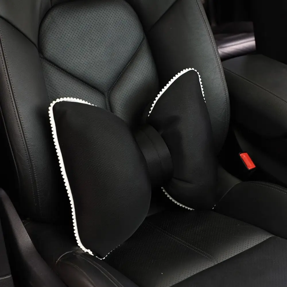 Lovely Bowknot Auto Headrest Brethable Anti-fatigue Car Waist Pillows Ice Silk Ergonomic Waist Cushion For Women