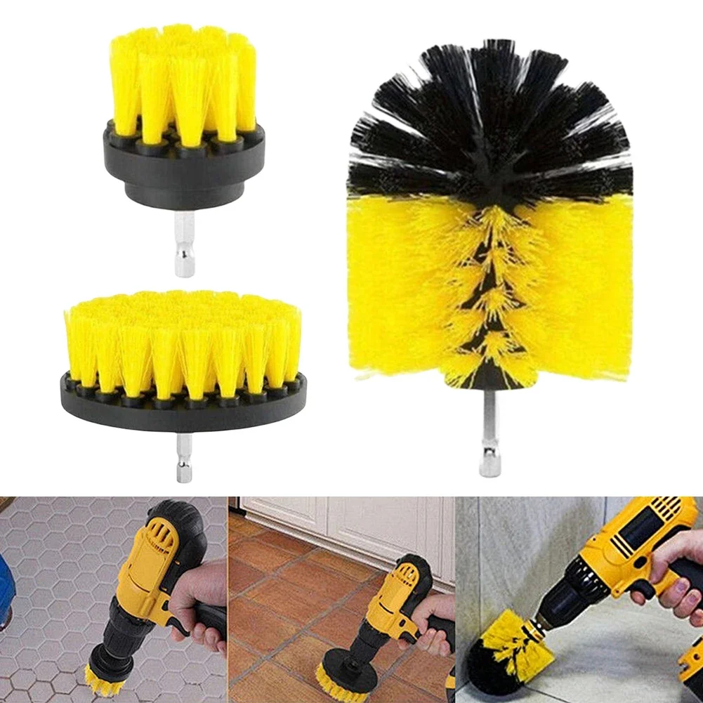 3Pcs Drill-Brush Cleaner Grout Power Drills Scrubber Cleaning Brush Drill Brush Attachment Set for Cleaning Wheel Bathroom Tub