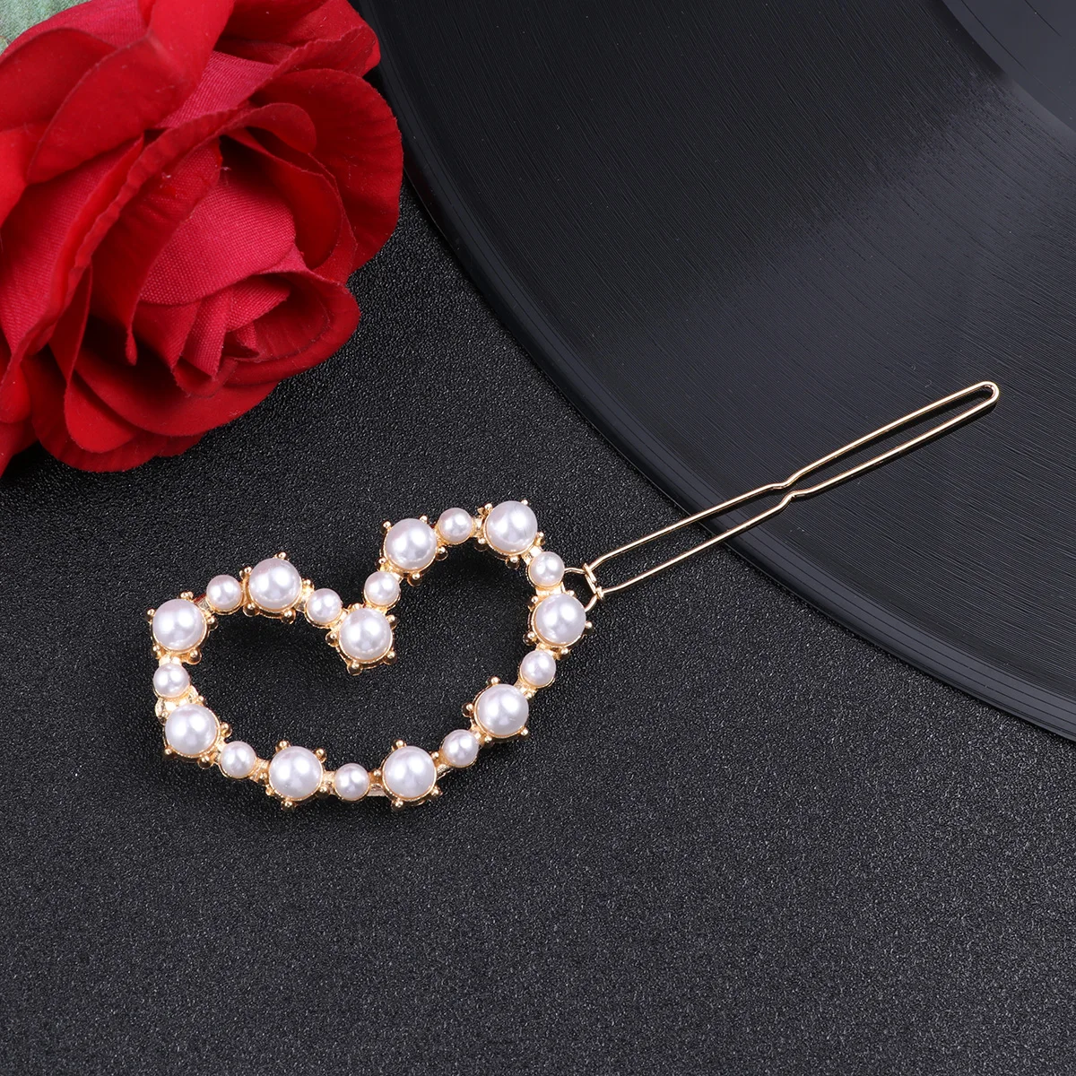 

1pcs Pearl Hair Clip Love Heart Design Fashionable Hairpin For Women Girls Elegant Barrette Strong Grip Geometric Hairpins