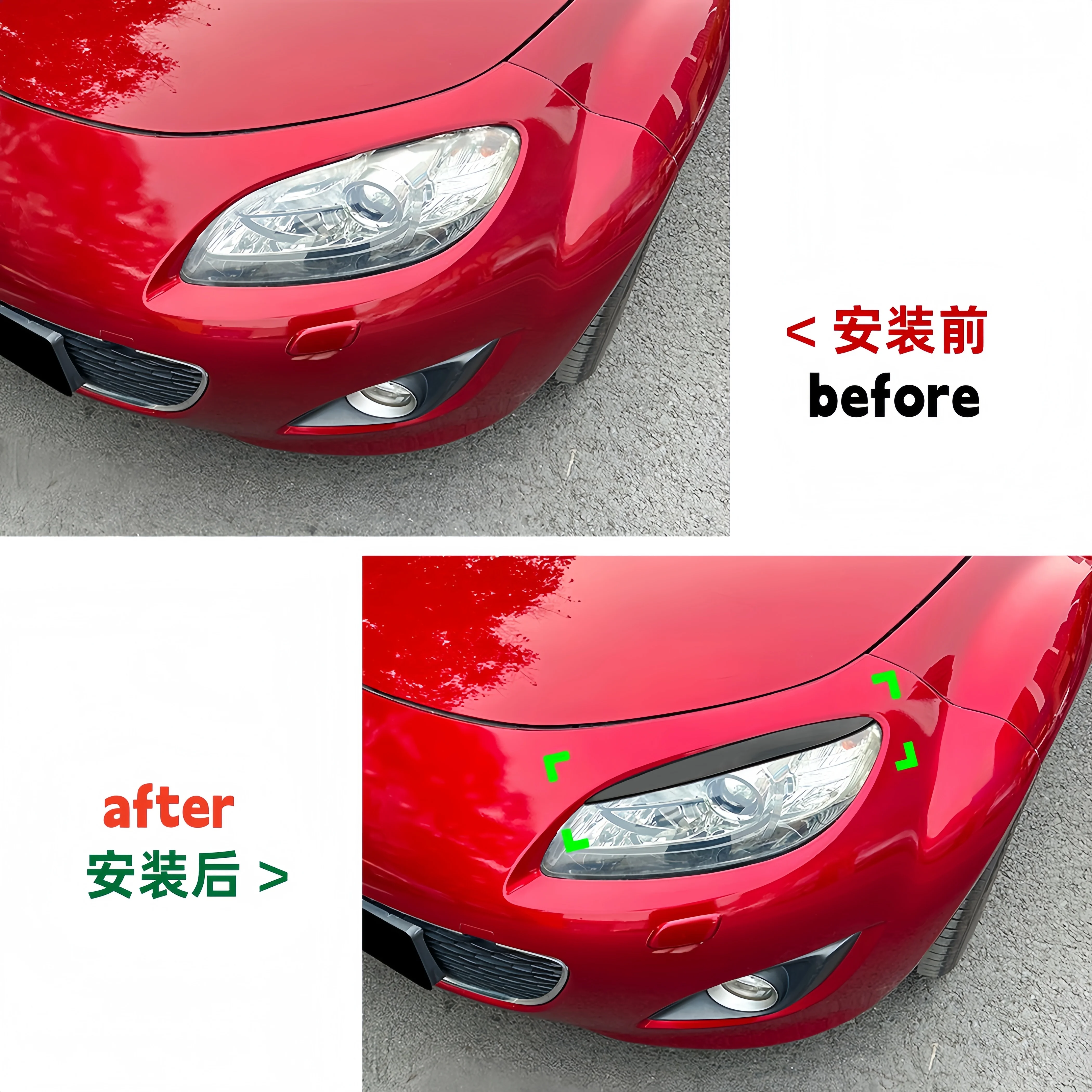 Lossless installation Car Front Headlight Eyebrow Stickers For Mazda MX-5 Miata NC FACELFT 2009-2015 Exterior Accessories ABS