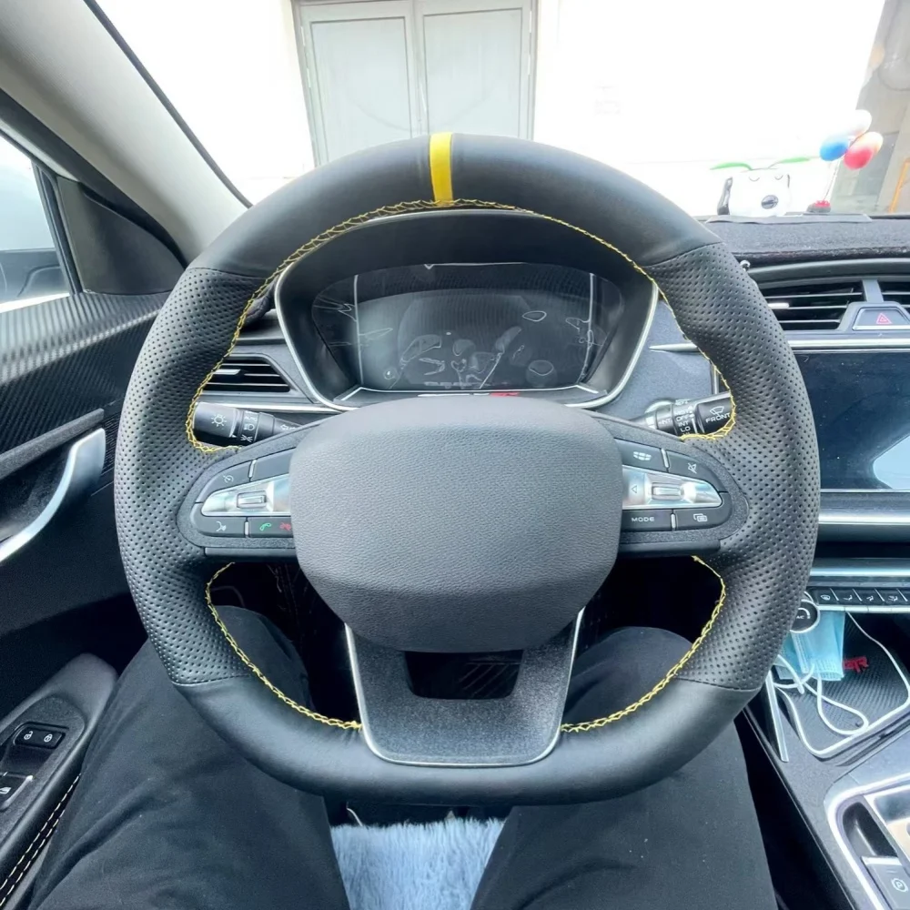 

Car Steering Wheel Cover DIY Microfiber Leather Hand Sewing For Geely Coolray SX11 2022 Coolray 2021 2020-2018 2019