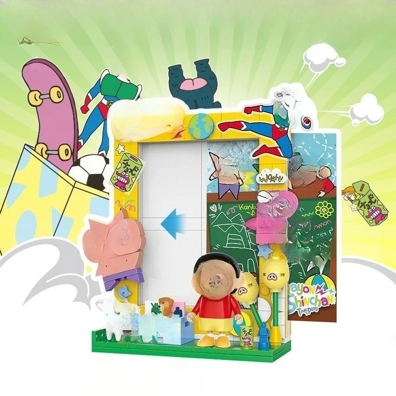 

Cute cartoon building block magnetic frame assembly magnetic refrigerator decal small grain street view assembly birthday gift