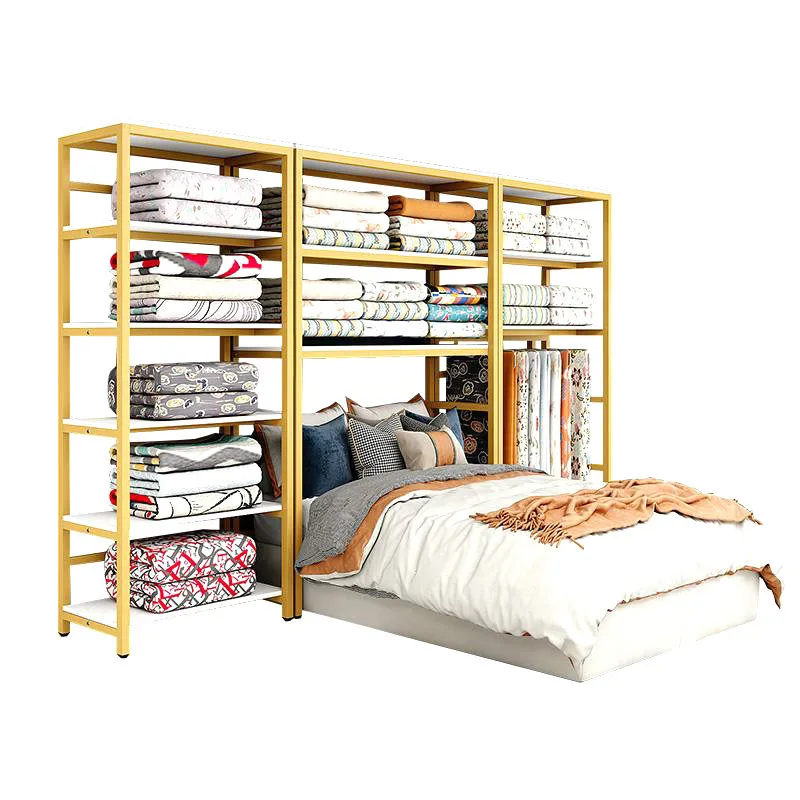 

Customized Home Textile Store Display Shelves Bedding Four-piece Display Shelves Products, Fabric Shelves