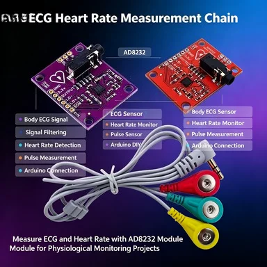 AD8232 ECG Heart Rate Monitor Module, Bioelectric Sensor, 3.3V for Arduino/STM32