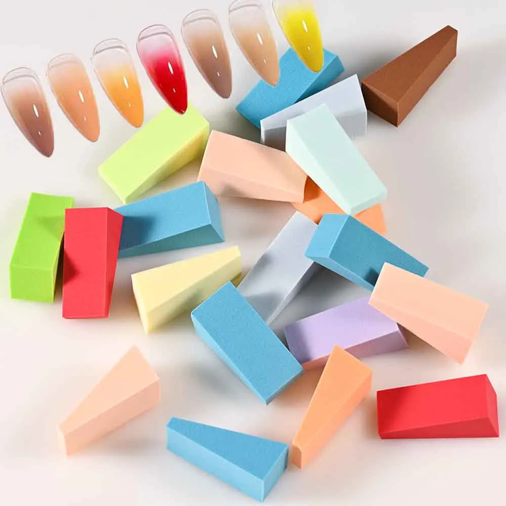 20Pcs MixColors Nail Gradient Sponge Triangle Soft Ombre Tool DIY Gel Polish Painting Foams Color Shadow Manicure Nail Accessory