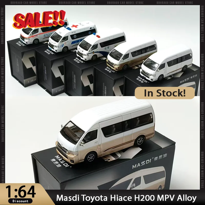 

New In Stock Masdi 1:64 Toyota Hiace H200 Police Emergency Vehicle Mpv Allloy Car Model Miniature Diecast Toyota Custom toys