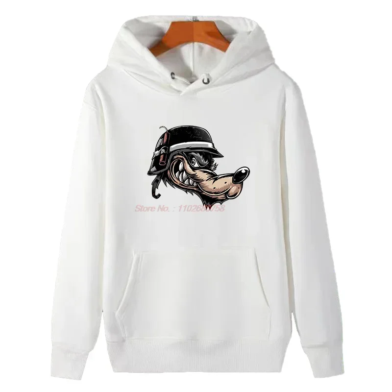 Russian Wolf Fashion Fleece Hoodie Nu Pogodi The Hare Catoon Graphic Hooded Sweatshirts Thick Sweater Hoodie Men's Sweat-Shirt