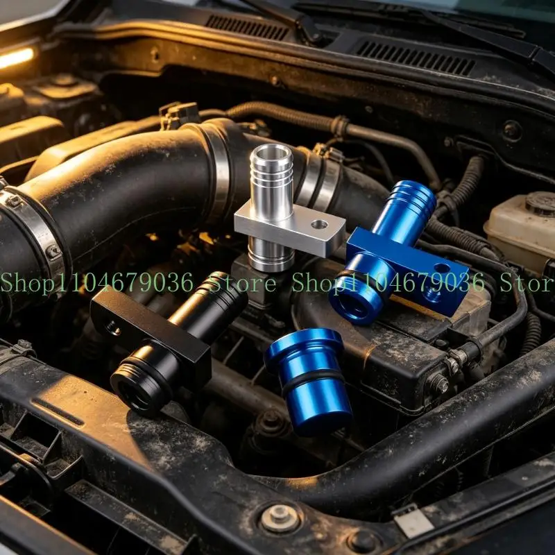 652F Aluminum PCV Resonator Closure for Listed 6.6L Engine Service, Threaded Adapter Parts with Oil-Resistant Sealing Design