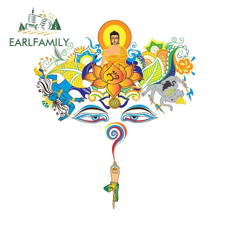 EARLFAMILY 13 cm x 11,1 cm für Persönlichkeit, Buddha-Baum, Autoaufkleber, Anime, kratzfest, lustiger Aufkleber, Rennwagen, Auto-Dekoration