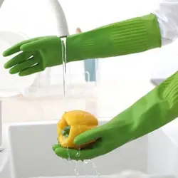 1 Pairs Repeatable Cleaning Gloves Thick Durable Longer Gloves Simple Elastic Household Rubber Gloves