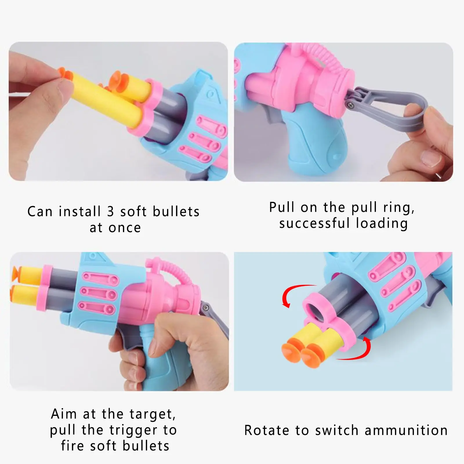 Pistol Dart Soft Bounce Toy Gun Stress Reducing Toys Fidget Gun  With 10 Soft Foam Darts Bullets Great Gift For Boy Adults Kids - Image 5