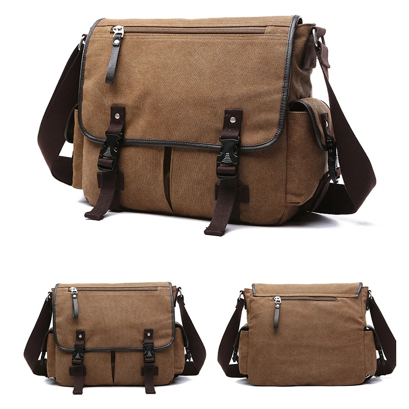 

Casual Men's Canvas Cross-Body Shoulder Bag Men Travel Work School Satchel Messenger Bag
