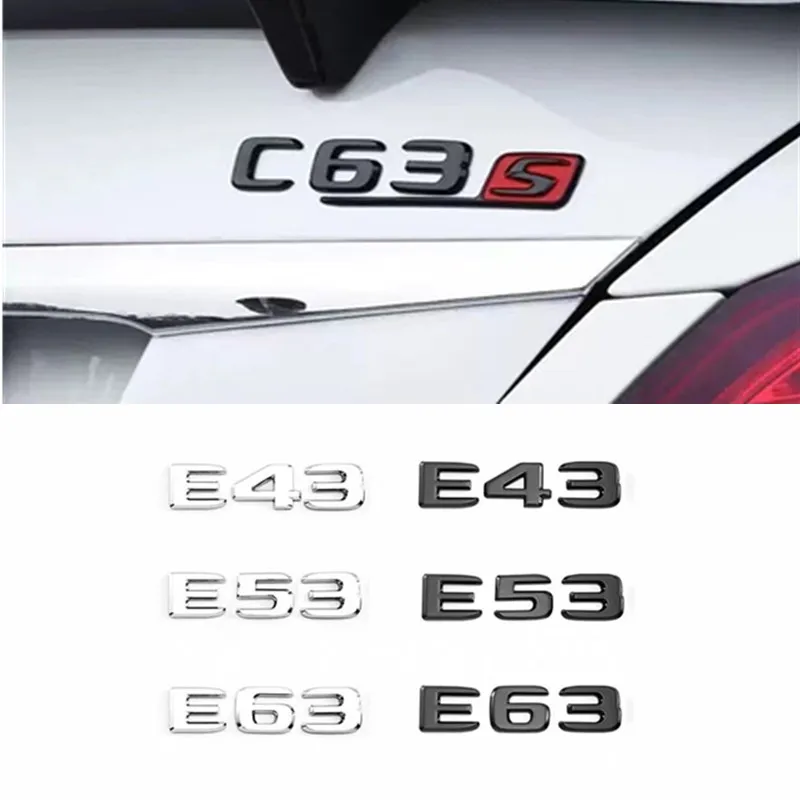 

3D ABS Chrome Emblem Letters Sticker Nameplate Car Trunk Badge For Mercedes Benz E43 E53 E63 S AMG 4Matic V8 BITURBO Accessories