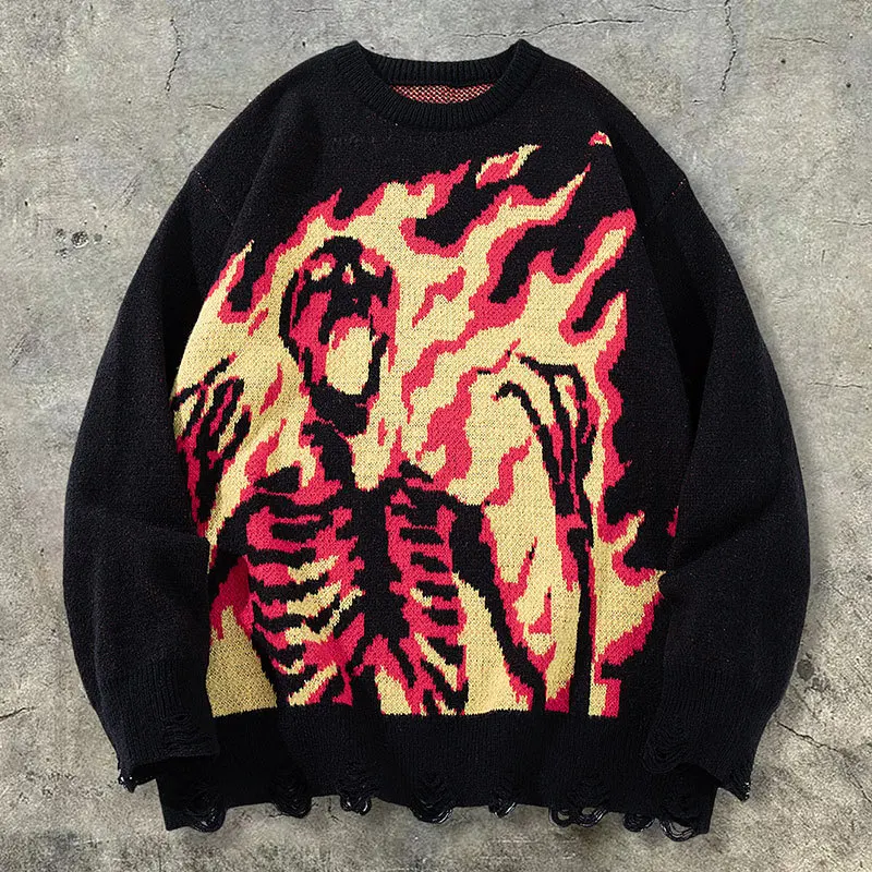

2026 Spring/Summer Andrei | Dark Style Skeleton Sweater for Men, New Trendy Streetwear Knitted Shirt