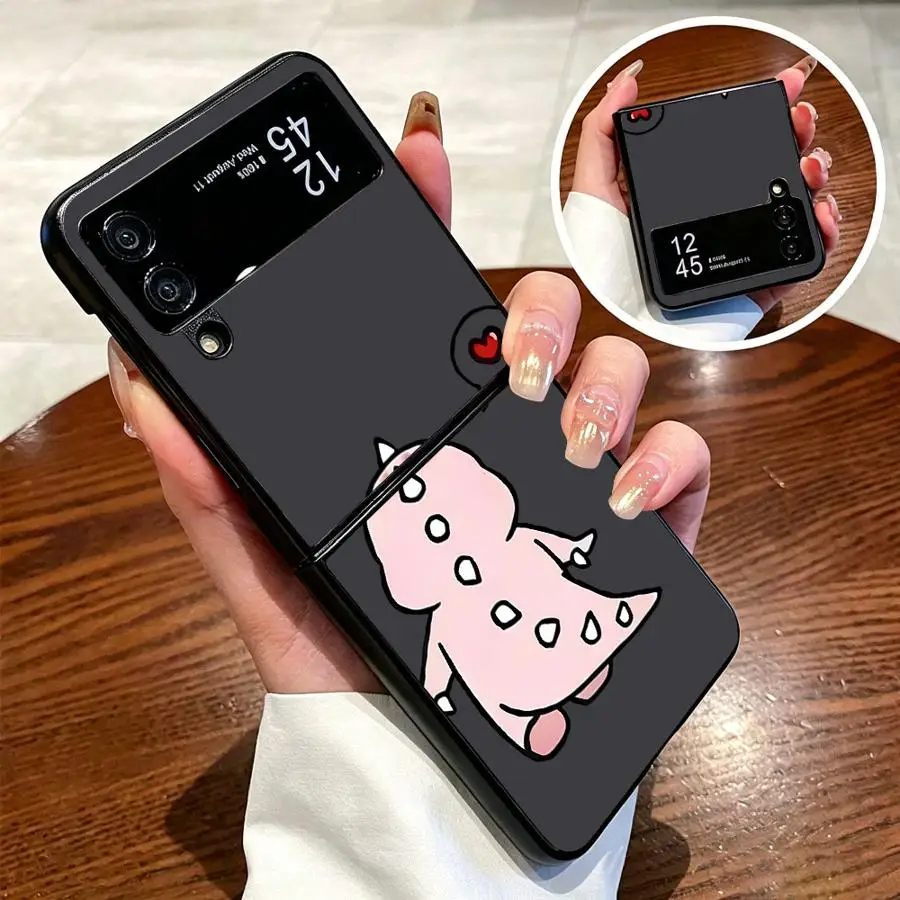 Pink Dino Heart Case for Samsung Galaxy Z Flip 8 Flip3 Flip5 Flip7 FE Flip4 Z Fold 8 7 6 5 4 3 Z Flip 7 6 5 4 3 Flip6 Back Phone