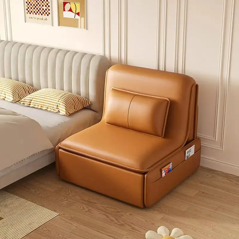 Leather electric sofa bed all-in-one multi-functional folding sofa bed living room balcony study room small apartment sofa