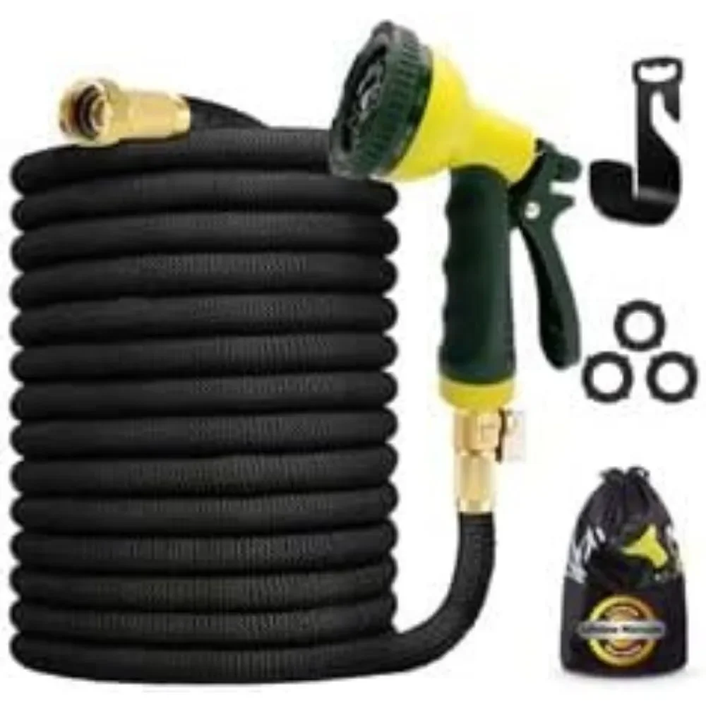 J&B XpandaHose 150ft Expandable Garden Hose With Holder - Heavy Duty Superior Strength 3750D - 4 -Layer Latex Core