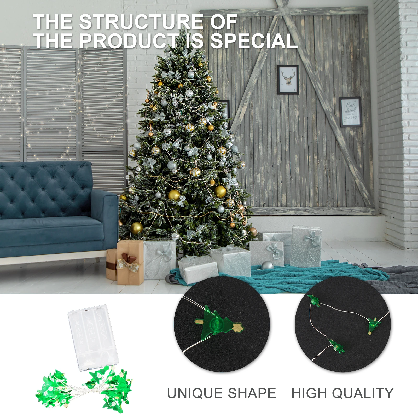 

1Set Christmas String Lights Christmas Tree Shape Plastic Xmas Party Decor LED Light Xmas Lamp Party Favor