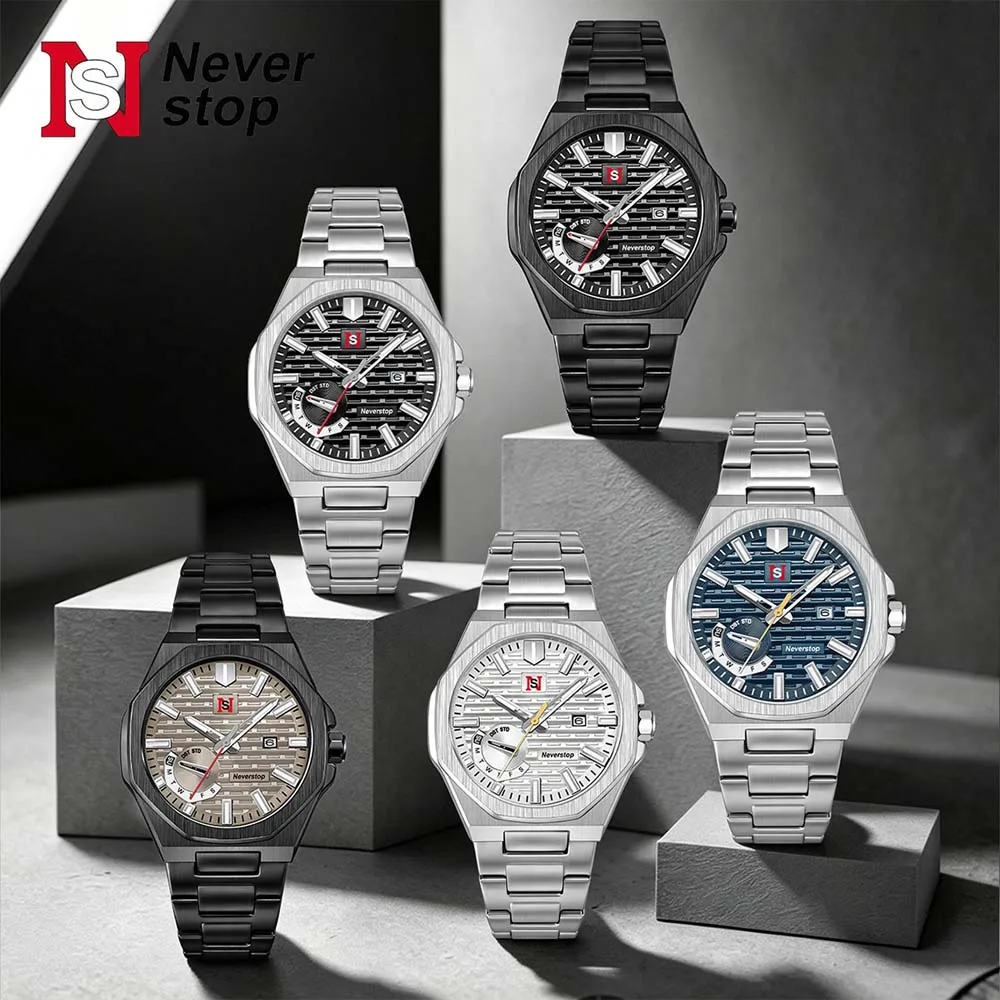 Stylish Men's Quartz Watch Business Rhomboid Luminous Calendar Multifunction Fake Small Hands Men's Quartz Watch N984